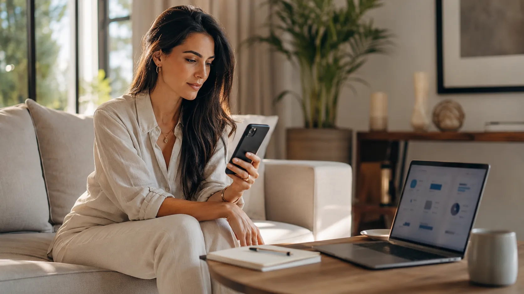 Mujer investigando sobre qué es OnlyFans y cómo funciona la plataforma en 2026