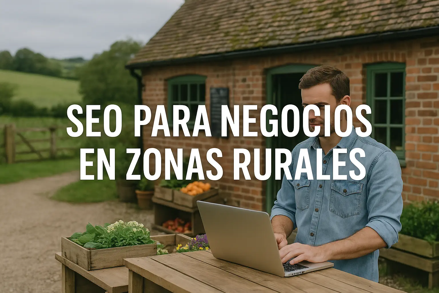 Hombre gestionando el SEO de su negocio rural