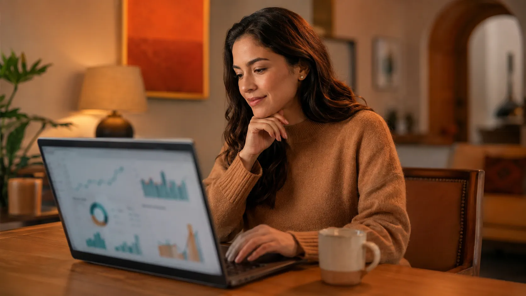Creadora mexicana revisando sus ingresos mensuales de OnlyFans en pesos mexicanos